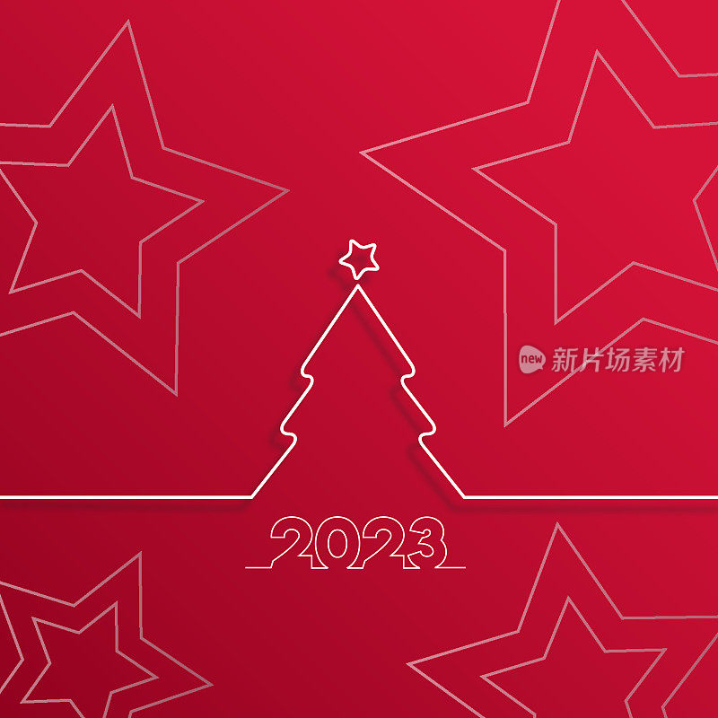 2023. 新年快乐。松树。抽象数字矢量插图。节日设计为贺卡，请柬，日历等矢量股票插图